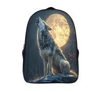 kaiyun Wolves Howling at The Moon Childrens Premium Backpack School Rucksack Travel Bag Boys Girls with Side Mesh Pocket And Zipped Pocket 16 inch