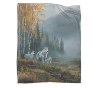 kaiyun Wolves in The Birch Bushes Blanket 3D Printed Throws Suitable Teens Adults Soft Plush Suitable for Holiday Bed Sofa 80x90inch(200x230cm)