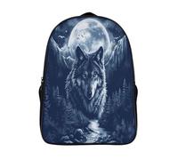 kaiyun Wolves in The Moonlight Children's Backpack,Kids Schoolbag Wild Animals Students Bookbag for Boys Girls,16 inch