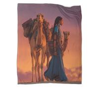kaiyun Woman, Camel Crossing Desert Printed Blanket 3D Design Bedspread Soft Warm Microfiber Throws And Patchwork Quilts 70x80inch(180x200cm)