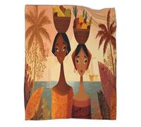 kaiyun Woman Holding A Basket of Tropical Fruits on Her Head Patterned Throw Warm for Camping Outdoor Lightweight for Sofa Bed 50x60inch(127x152cm)