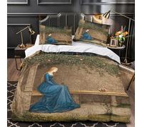 kaiyun Woman in A Long Robe Sitting Under A Pomegranate Tree 3PCs Duvet Cover Sets, 3D Printing Themed, Comfortable, Soft Bedding Set Bedroom Decor Super King(260x220cm)