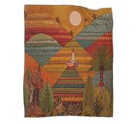 kaiyun Woman Sitting on The Plateau Outdoor Camping Printed Soft Breathable Warm Blanket Four Seasons Bedroom Bedspread 50x60inch(127x152cm)