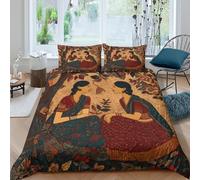 kaiyun Women Talking Under The Tree Duvet Cover Set 3D Printed Quilt Covers 3Pcs with Pillowcase Zipper Closure, Soft Easy Care Microfibre Bedding Super King（260x220cm）