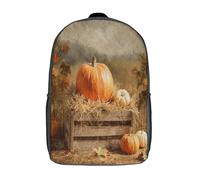 kaiyun Wooden Box, Hay, Big Pumpkin Backpack for School Kids Elementary Middle Travel Bag Boys Girls Lightweight Schoolbag 17inch