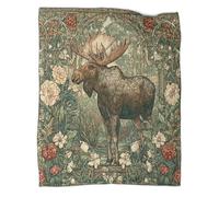 kaiyun Woodland Moose Prints, Pastoral Scenery Pattern Blanket Novel Design Dormitory Soft Comfortable Fluffy Bedding Four Seasons 70x80inch(180x200cm)