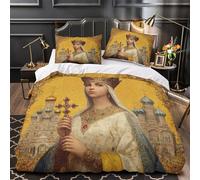 kaiyun Young Woman Portrait Bedding Duvet Cover Set 3 Piece Microfiber 3D Printed Soft Breathable Medieval Style with Pillowcase for Kids Adult Super King(260x220cm)