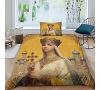 kaiyun Young Woman Portrait Bedding Duvet Cover Set 3 Piece Microfiber 3D Printed Soft Breathable Medieval Style with Pillowcase for Kids Adult Single(135x200cm)