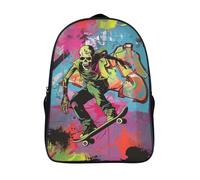 kaiyun Zombie Skate Children's Backpack,Kids Schoolbag Gothic Students Bookbag for Boys Girls,16 inch
