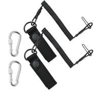 Kaiyzo 2-Pack Anti-Loss Spring Safety Rope, Spiral Elastic Extension up to 145 cm, Tactical Multi-Functional Lanyard, Suitable for Hanging Keys/Tactical Equipment/Fishing Gear/Camping Gear, Black