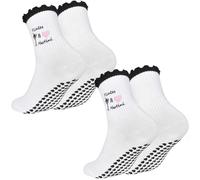 Kaiyzo 2 Pairs Yoga Socks Non Slip for Women, Pilates Socks with Silicone Grip, Ballet Socks with Embroidery Pattern, Womens Sports Socks for Fitness, Barre and Home Workout