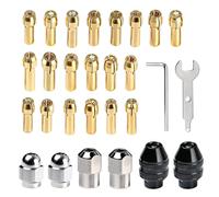 Kaiyzo 28 Piece Copper Collet Chuck Set 0.5-3.2 mm, Keyless Chucks and Brass Collets, Suitable for Dremel 4485 4486 Compatible Accessories, Metal Nuts and Wrenches Included