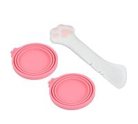 Kaiyzo 3 pcs Universal Silicone Can Lids Food Covers Airtight Seal Cute Multi Function Pet Food Scoop Reusable Cat Paw Can Opener for Dogs Cats Feeding Cans Pink White