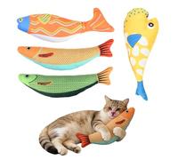 Kaiyzo 4 Pack Cat Fish Toys, 2 with Catnip + 2 Catnip-Free Plush Saury Fish, Soft Kitten Teething Chew Toys, Interactive Plush Cat Toy Set for Indoor Cats, Multi-Cat Household
