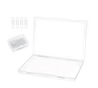 Kaiyzo A4 Storage Box Files and Document Storage: Transparent Compact Box with Lid, Portable, PP Material, Secure Dual Clasps, Dust-Proof, Includes 50 Silver Paperclips for Office Organization