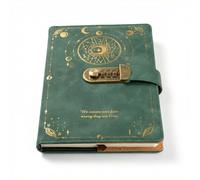 Kaiyzo A5 Vintage Diary with Lock, Daily Journal with Lock in PU Leather, Journal Notebook, Lockable Diary with Pen Holder and Card Slots, Leather Notebook (green)