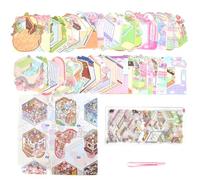 Kaiyzo Cute Stickers for Sticker Art: 3D Cartoon Animal Scene DIY Kit with Adorable, 50 Numbered Scene Cards & Matching Sheets, PET Material, Easy-Peel, Includes 8cm Tweezers & Guide, 7.5cm Card Size