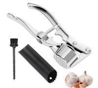 Kaiyzo Extra Large Garlic Press, Heavy Duty Aluminium Alloy 5 in 1 Garlic Crusher and Chopper, Garlic Peeler Sleeve and Cleaning Brush Included, 16 x 5 cm, Multi Function Nutcracker and Fish Scaler