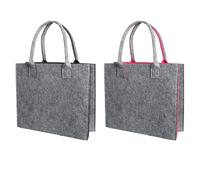 Kaiyzo Felt Storage Tote, Large Shopping Bag and Reusable Shopping Basket, Patchwork Synthetic Felt Twin Pack with Handles for Groceries Gifts and Daily Use, 35 x 30 x 20 cm, Magenta and Grey