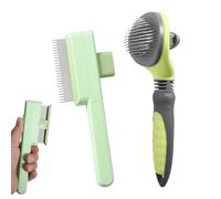 Kaiyzo Pet Self Clean Comb Set, Flexible No Dead Angle Deshedding Brush for Cats and Dogs, One Touch Hair Removal Button for Easy Cleaning, 19 x 7.5 cm & 21.5 x 11 cm, Green
