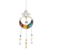 Kaiyzo Wind Chimes for Garden & Indoor, Crystal Moon Sun Catcher, Handmade Stained Glass Window Hanging Decor for Home Gift, Long 45 cm