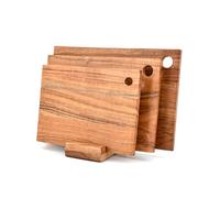 Kaizen Casa Acacia Wood Cutting Boards for Kitchen Meal Prep & Serving - Set of 3 Chopping Boards with Holder, Charcuterie Board Set, Wooden Cutting Board with Hanging Hole