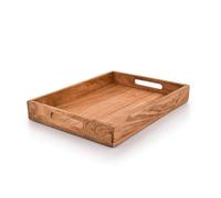 Kaizen Casa | Wooden Rectangular Serving Tray, 16" x 12" x 2", Brown Acacia Wood
