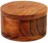 Kaizen Casa Wooden Salt Boxes for Kitchen or Dining Room with Single Compartment for Salt, Spices, Herbs, Seasoning and Handmade Acacia Wood.
