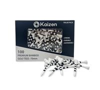 Kaizen Golf Tees Bamboo - Durable, Biodegradable Wooden Golf Tees with Height Markers & Curved Top - White (100, 70 mm)