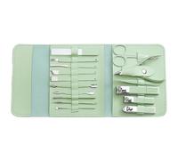 Kaizen Nail Clippers and Cuticle Scissors Set, Nail Trimmer with Storage Case, Nail Polish Remover, Manicure and Pedicure Kit for Travel (Green)