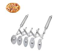 Kaizuca 5-Wheel Dough Cutter, Adjustable Pizza Cutter with Handles, Stainless Steel Pastry Wheel, Dishwasher Safe Cake Cutter for Pizza, Cakes, Dough