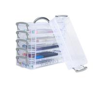 Kaizuca 6 Piece Stackable Transparent Pen Box,Office Supplies Storage Desk Organizer, Stationery Painting Pens Watercolor Pen Drawing Storage Box with Lid
