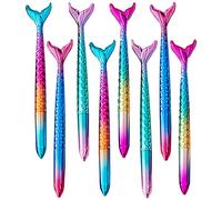 Kaizuca 8 piece Mermaid Pens, Fish Tail Styling Writing Pens, Creative Writing Pen, Mermaid Tail Ballpoint Pen, for Gift (Black Ink)
