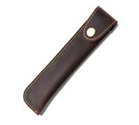 Kaizuca Leather Pen Case Holder,Fountain Pen Holder Case, Carving Craft, with Metal Button, Genuine Leather Handmade, Portable, for Stylus Touch Pen, Ballpoint Pen, Pencils (Dark Brown)