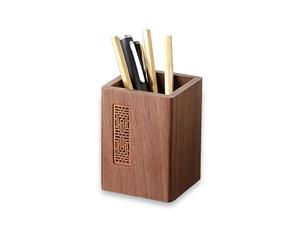 Kaizuca Wooden Pen Holder, Square Pen Holder, Desk Storage Box, Handmade, Suitable For Stationery, Makeup Brushes, Desks, and Offices (D)