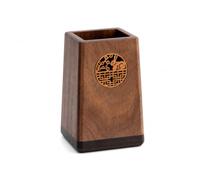 Kaizuca Wooden Pencil Holder, Square Black Walnut Pen Pot Desk Organiser