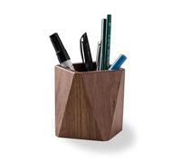 Kaizuca Wooden Pencil Holder, Stationery Organizer, Square Pen Cup Holder, Black Walnut Wood, Handwork, Desk Decoration, for Stationery, Make up Brushes, Desks, Offices (Brown)