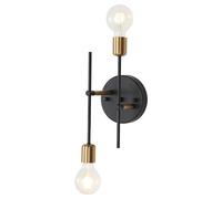Kaj Hejmo 2 Light Head Vanity Mirror Lamp Retro Industrial- Double Sconces Wall Lamp for Hallway- Black and Gold Wall Lamp for Kitchen Living Room Bedroom E27 Socket (1 Pack Adjustable)