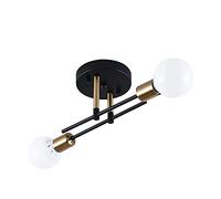 Kaj Hejmo Modern Ceiling Light Fitting- Rustic Semi Flush Mount Chandelier Light- Vintage Industrial Black Ceiling Light Fixtures Interior for Living Room Bedroom Kitchen Dining (2-Light)