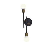 Kaj Hejmo Modern Wall Light Sconces- 2 Lights Vanity Industrial Wall Lamp Adjustable Angle- Double Lights E27 Wall Lighting Indoor for Bathroom Hallway Kitchen Living Room Bedroom (Black)