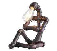 Kaj Hejmo Steampunk Robot Table Lamp- Plug in Cord Vintage Industrial Edison Small Desk Table Lamp Shop Café Bar Pub- Antique Rust Bedside Night Light Decor Bedroom Living Kids Room (Thinker C)