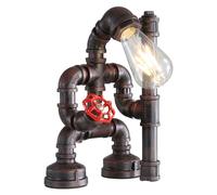 Kaj Hejmo Steampunk Robot Table Lamp- Plug in Cord Vintage Industrial Edison Small Desk Table Lamp Shop Café Bar Pub- Antique Rust Bedside Night Light Decor Bedroom Living Kids Room (Guardian)
