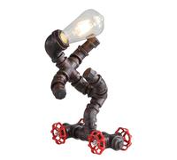 Kaj Hejmo Steampunk Robot Table Lamp- Plug in Cord Vintage Industrial Edison Small Desk Table Lamp Shop Café Bar Pub- Antique Rust Bedside Night Light Decor Bedroom Living Kids Room (Sunny Boy)