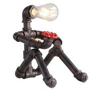 Kaj Hejmo Steampunk Robot Table Lamp- Plug in Cord Vintage Industrial Edison Small Desk Table Lamp Shop Café Bar Pub- Antique Rust Bedside Night Light Decor Bedroom Living Kids Room (Sitting Robot)