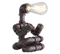 Kaj Hejmo Steampunk Robot Table Lamp- Plug in Cord Vintage Industrial Edison Small Desk Table Lamp Shop Café Bar Pub- Antique Rust Bedside Night Light Decor Bedroom Living Kids Room (Yoga)