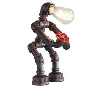Kaj Hejmo Steampunk Robot Table Lamp- Plug in Cord Vintage Industrial Edison Small Desk Table Lamp Shop Café Bar Pub- Antique Rust Bedside Night Light Decor Bedroom Living Kids Room (Standing Robot)