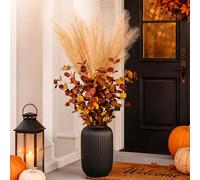 Kajaia 8 Pcs Fall Front Porch Decor Artificial Eucalyptus Faux Pampas Grass Decor Autumn Harvest Table Centerpiece for Thanksgiving Farmhouse Home Autumn Porch Holiday Decoration (Classic Style)