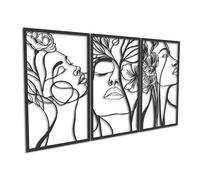 Kajaro - Modern Wall Art Set for Living Room - 3 Pieces, Art Prints - 3 Wall Panels, Modern Decoration, Bedroom Painting - Women’s Faces, 150x80cm