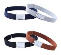 Kajeer 4PCS Kids Boys Adjustable Magnetic Belt - Big Elastic Stretch Belt with Easy Magnetic Buckle for 2-15 Years Boys Girls (Navy Blue/Black/Coffee/Light Grey)