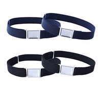 Kajeer 4PCS Kids Boys Adjustable Magnetic Belt - Big Elastic Stretch Belt with Easy Magnetic Buckle for 2-15 Years Boys Girls(2 Navy blue/2 Black)
